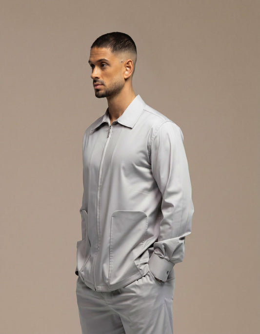 Long pocket zip up shirt