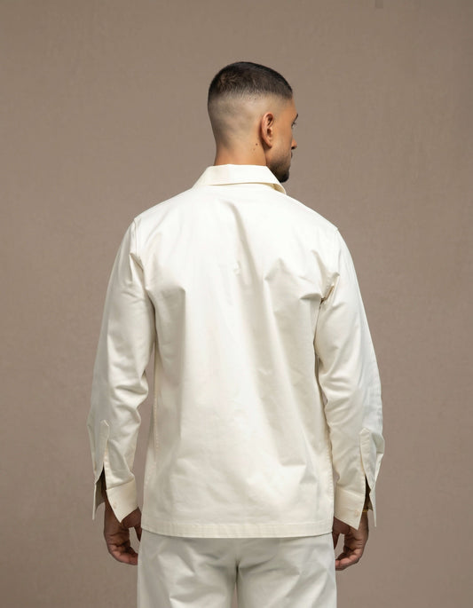 Crop collar zip up shirt