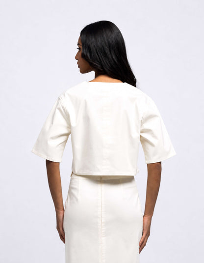 Oversize pocket crop top