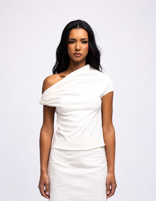 One shoulder twist top