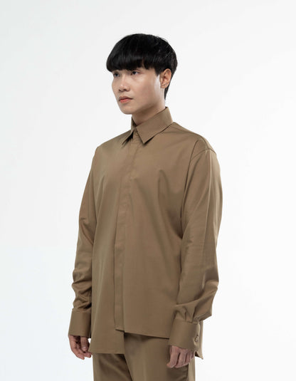 Asymmetrical long sleeve shirt