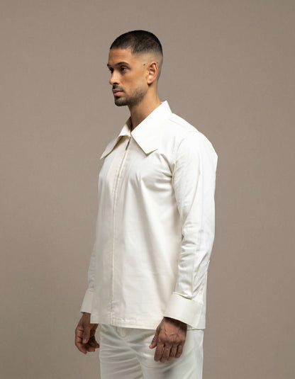 Crop collar zip up shirt