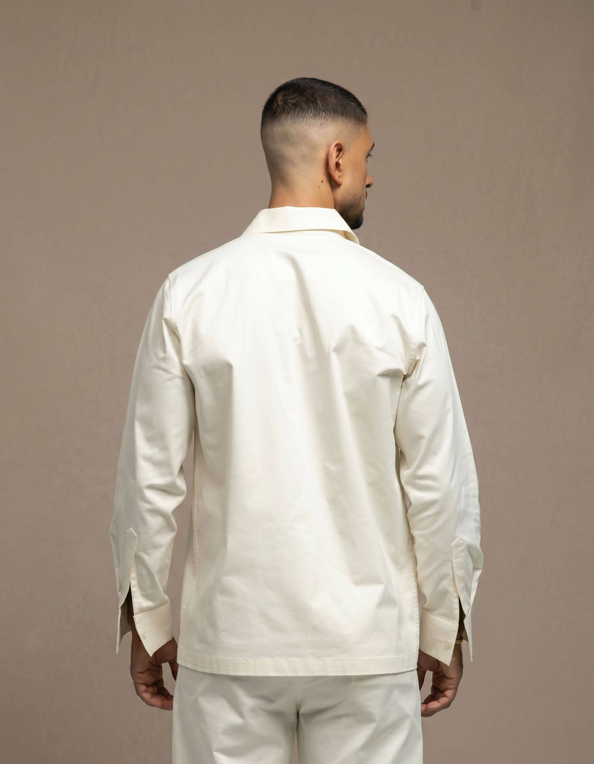 Crop collar zip up shirt