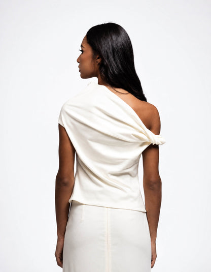 One shoulder twist top