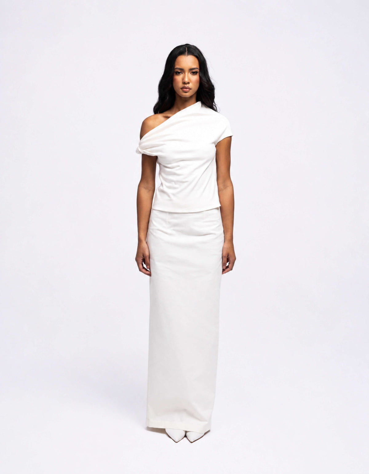 One shoulder twist top