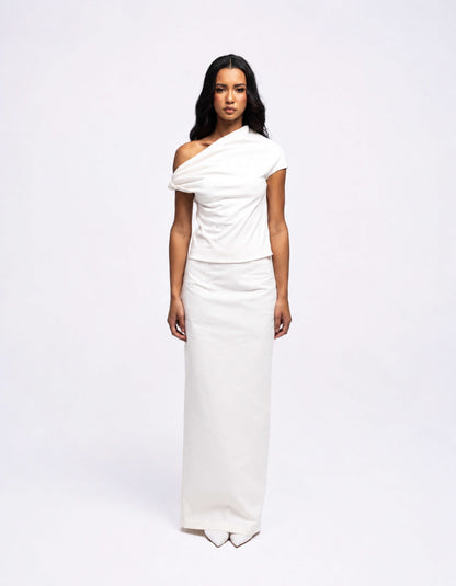One shoulder twist top