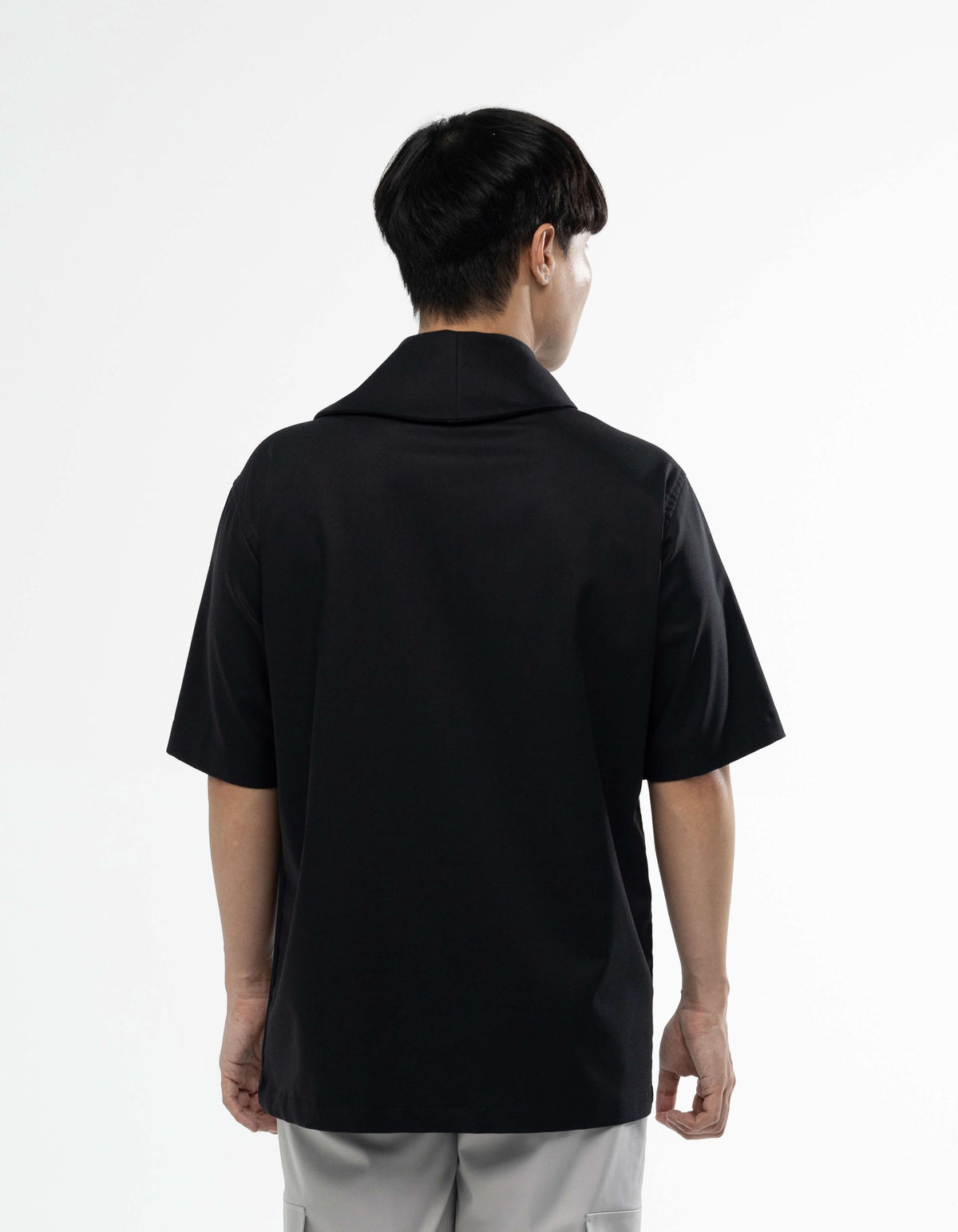 Wrap collar short sleeve shirt