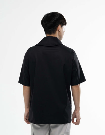 Wrap collar short sleeve shirt